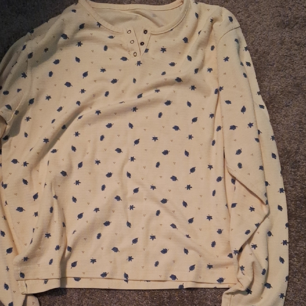 Source Unknown Cream and Blue Long Sleeve Tee